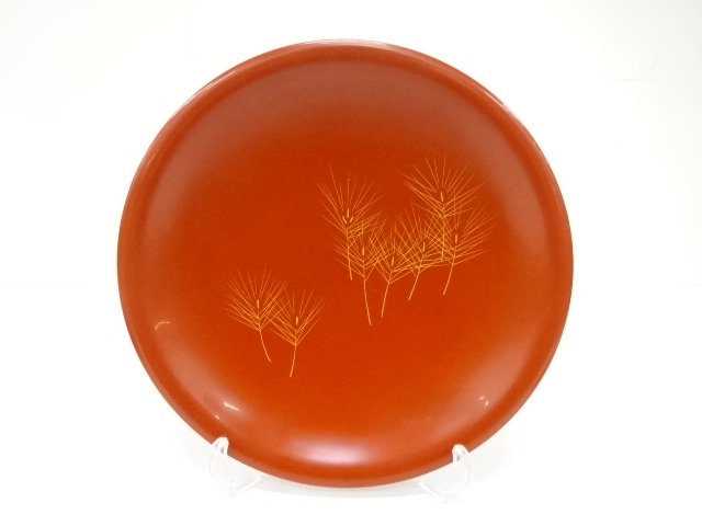 JAPANESE LACQUER WARE / BOWL / GOLD-INLAID / VERMILION LACQUER / YOUNG PINE